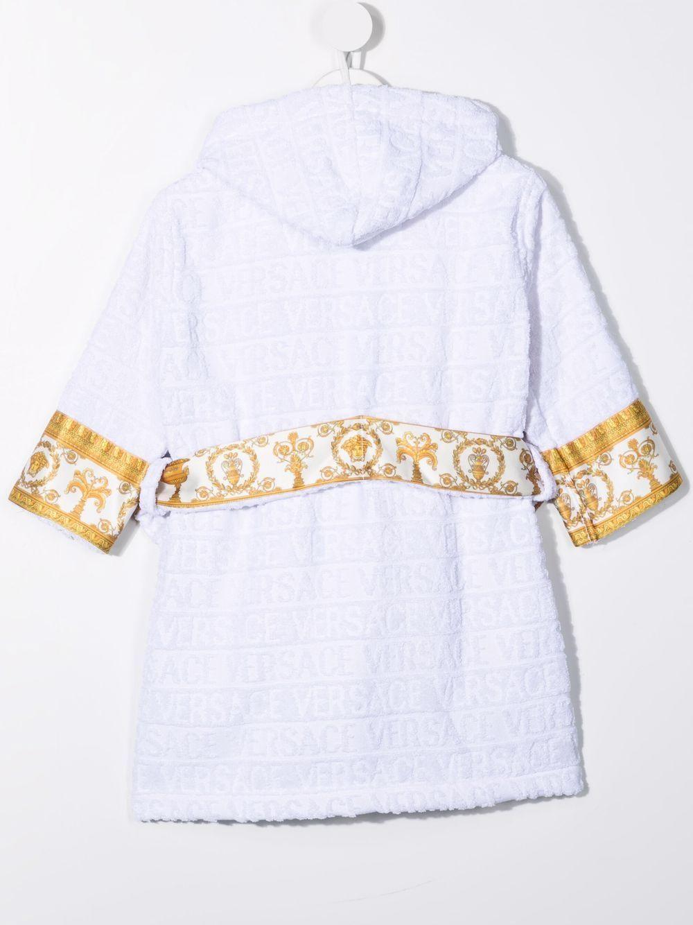 Accappatoio per bambino I Love Baroque Versace Kids bianco con cappuccio ZACJYNG01ZCOSP052 Z4001 VERSACE KIDS 