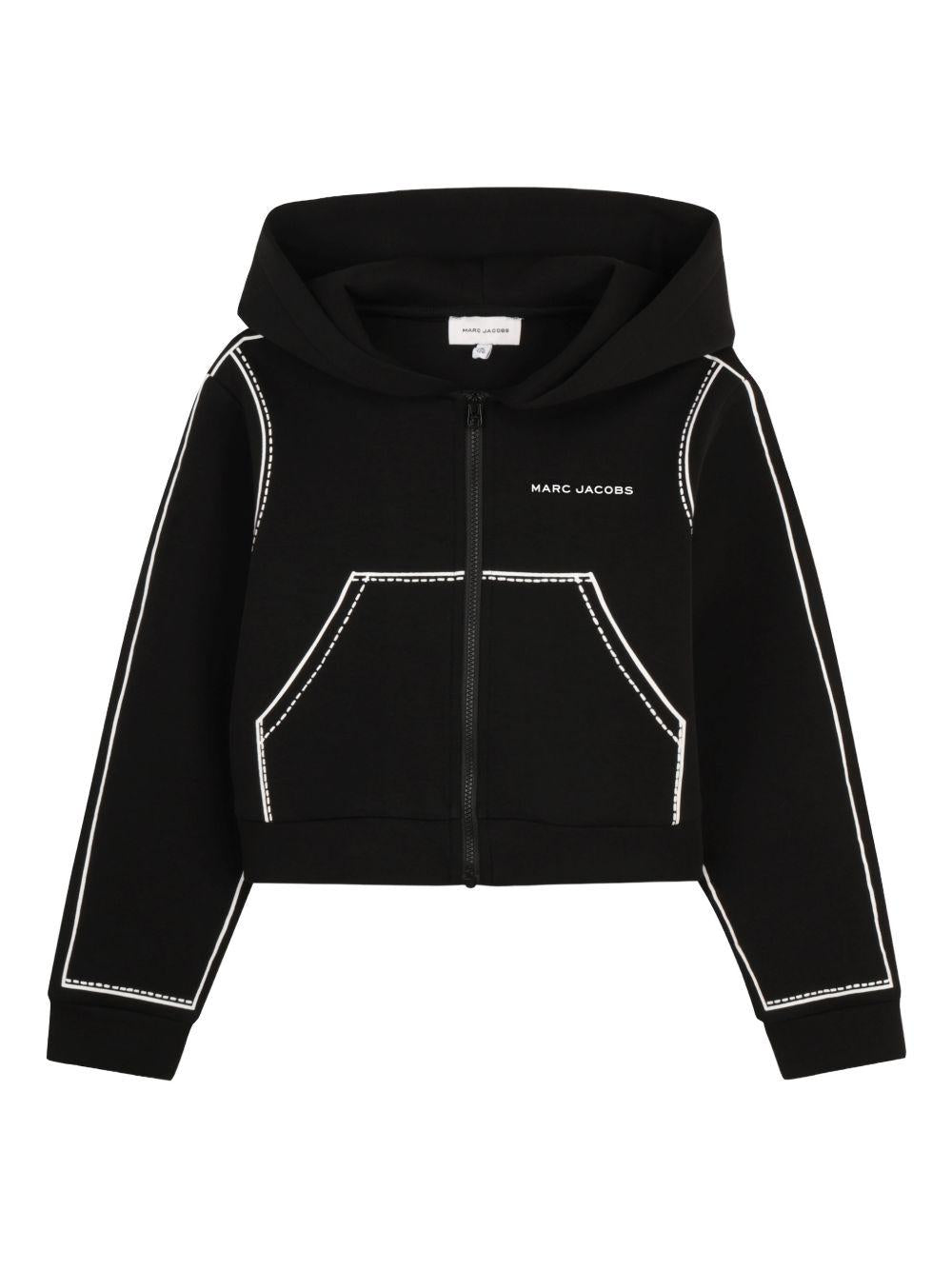 Felpa per bambina The Marc Jacobs Kids nera con dettagli disegnati bianchi W60747 09B THE MARC JACOBS KIDS 