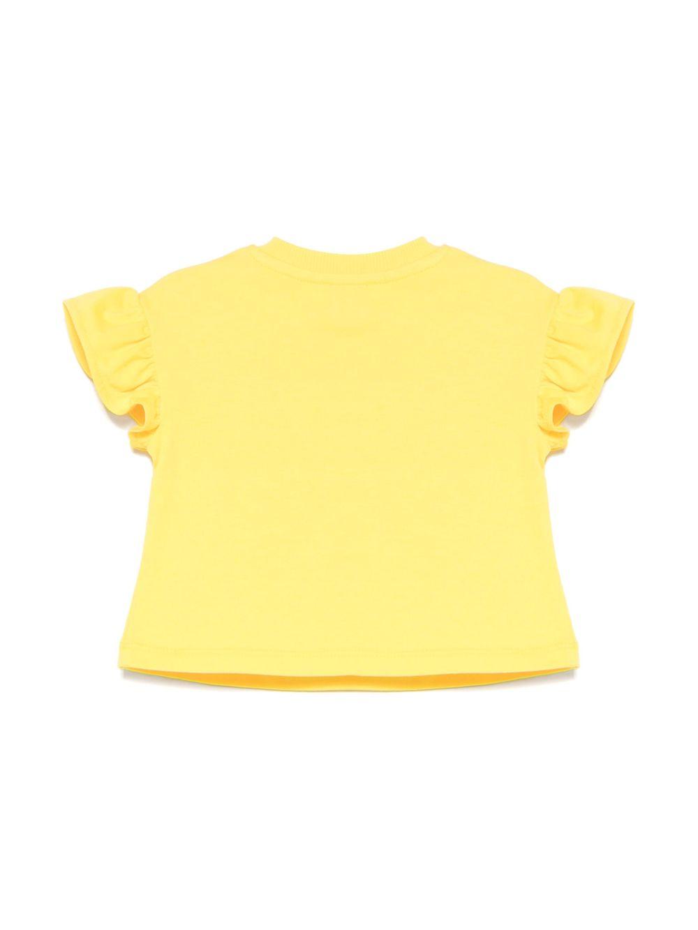 T-shirt Teddy Bear per neonata Moschino Kids giallo con stampa sul davanti MDM03JLBA00 50577 MOSCHINO KIDS 