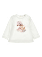 T-shirt per neonata Monnalisa bianco in cotone con stampa sul davanti 39F602 6005 0001 MONNALISA 