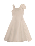 Abito per bambina Monnalisa beige monospalla con fiocco 71G901 7304 0092 MONNALISA 