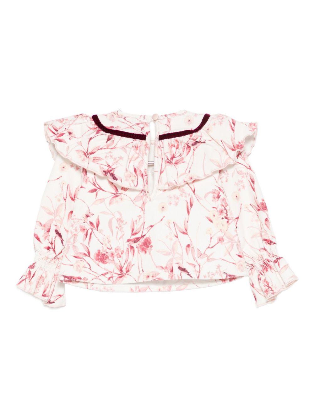 Camicia per neonata A'lapage rosa con stampa floreale AL27BNB AMARENA A'LAPAGE 