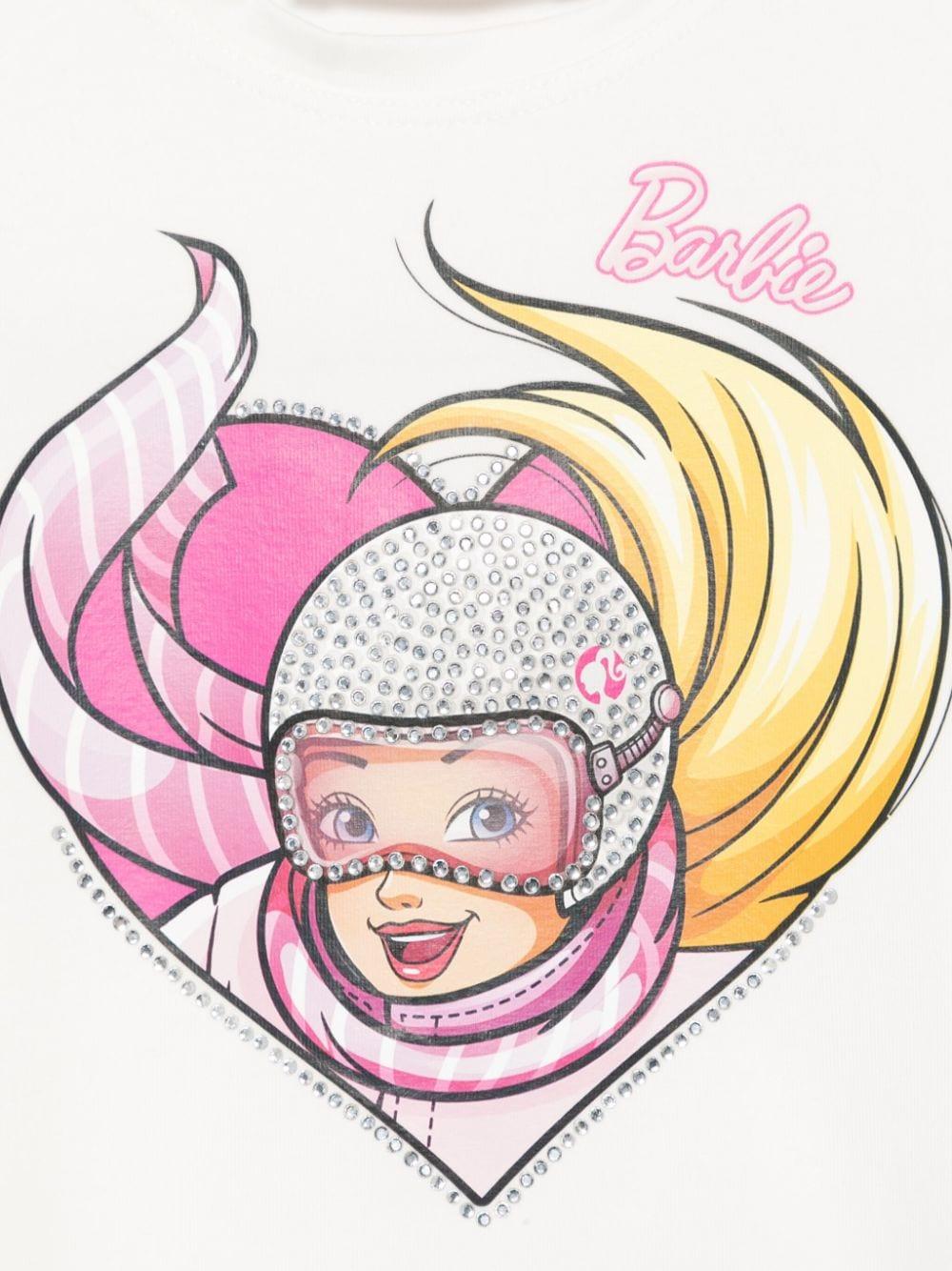 T-shirt per bambina Monnalisa x Barbie bianca con motivo a cuore 19D646 4006 0001 MONNALISA 