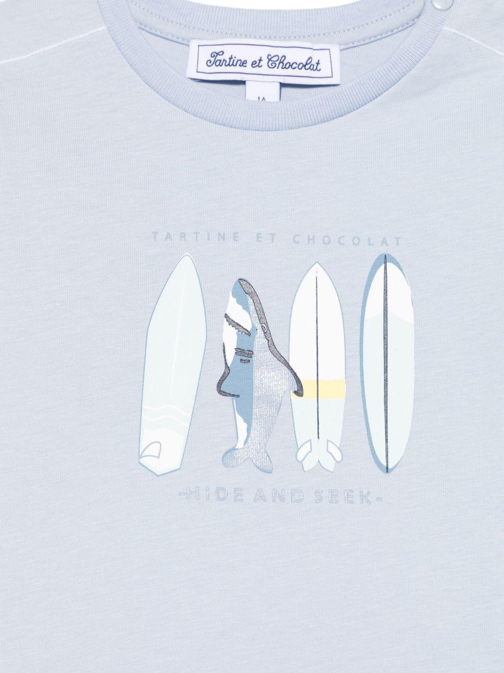 T-shirt con stampa per neonato Tartine & Chocolat azzurro con girocollo CA10041 45 TArtine & Chocolat 