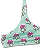 Set bikini per bambina MC2 Saint Barth Kids Paloma Jr verde con stampa con fiori all-over PALO002 01251H MC2 ST. BARTH KIDS 