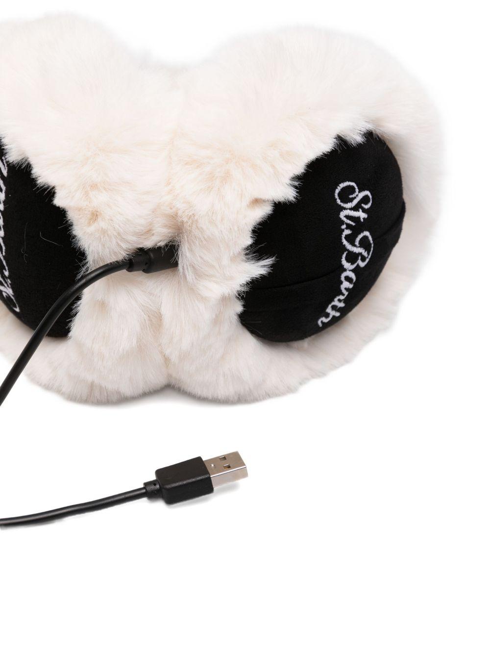 Paraorecchie per bambina MC2 Saint Barth Kids bianco con esterno in shearling EARM005 00227I MC2 ST. BARTH KIDS 