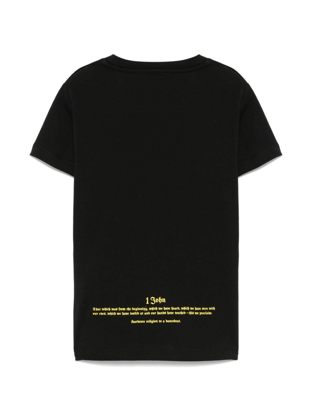 T-shirt per bambino John Richmond Junior nero in cotone con stampa logo RBP25057TS BLACK JOHN RICHMOND JUNIOR 