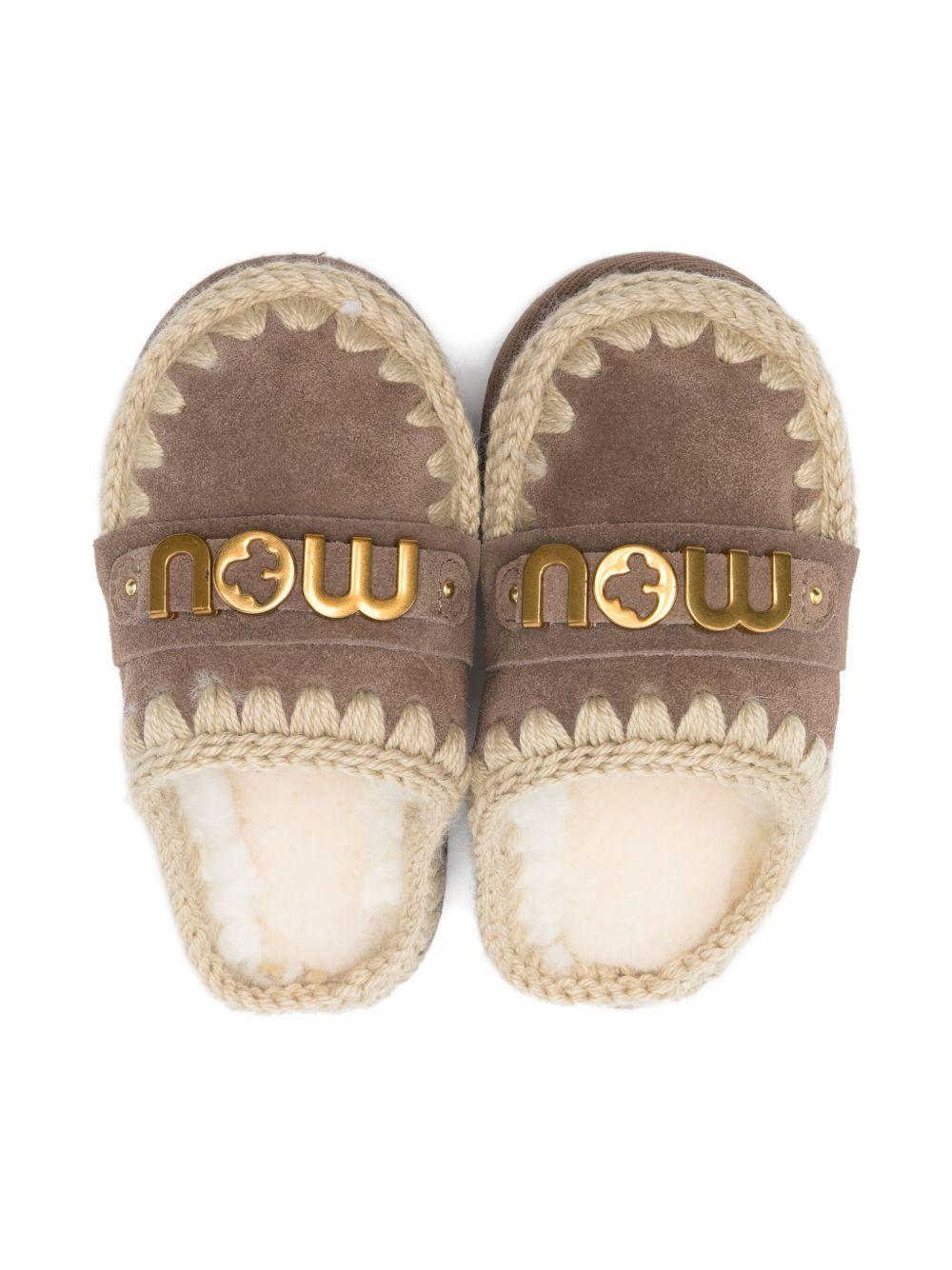 Ciabatte per bambina Mou Kids grigie con finiture all'uncinetto FK161000A ELGRY MOU KIDS 