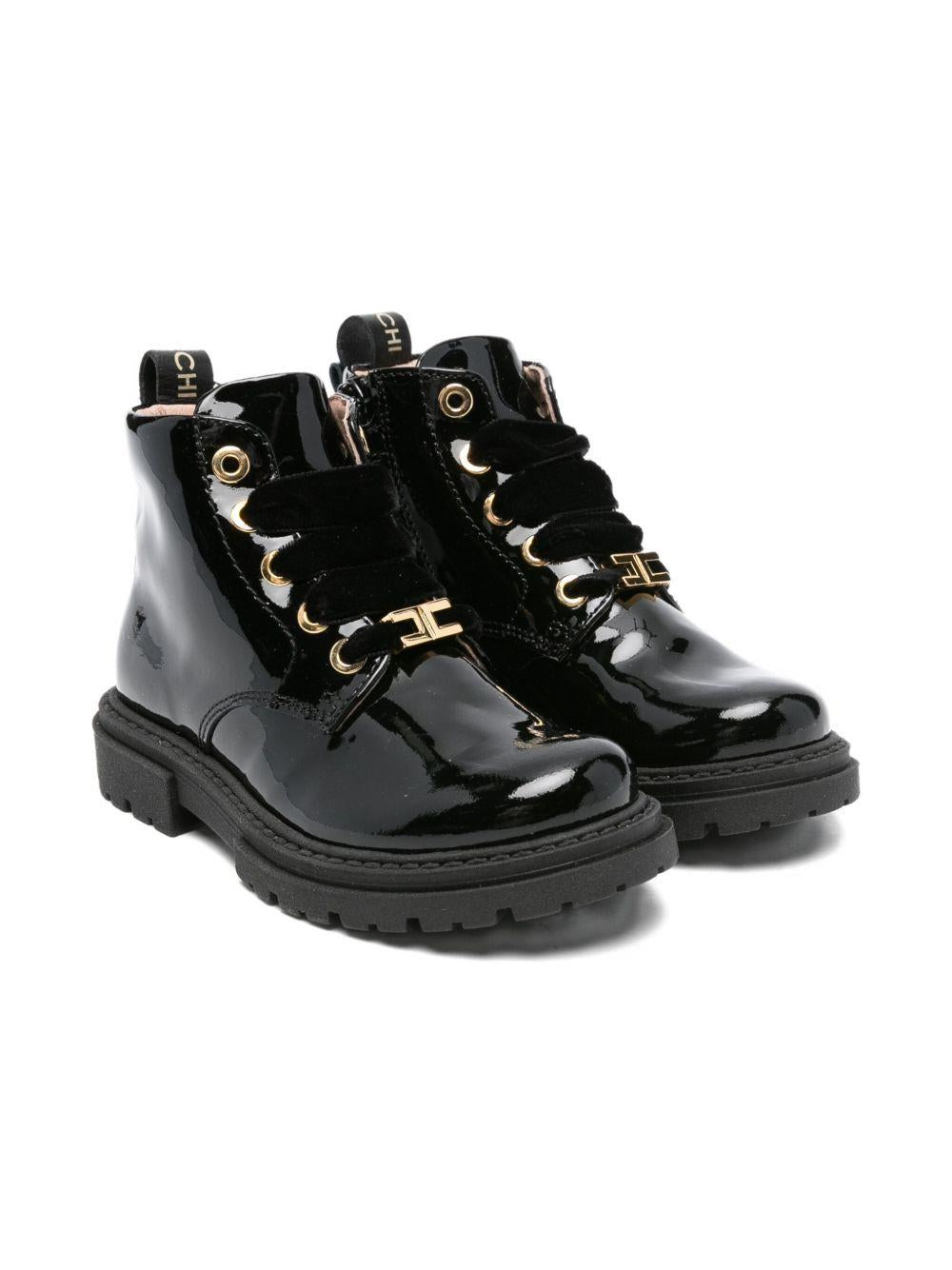 Stivali per bambina Elisabetta Franchi La Mia Bambina neri con dettaglio con logo color oro F1A5E03810286 930 ElISABETTA FRANCHI 