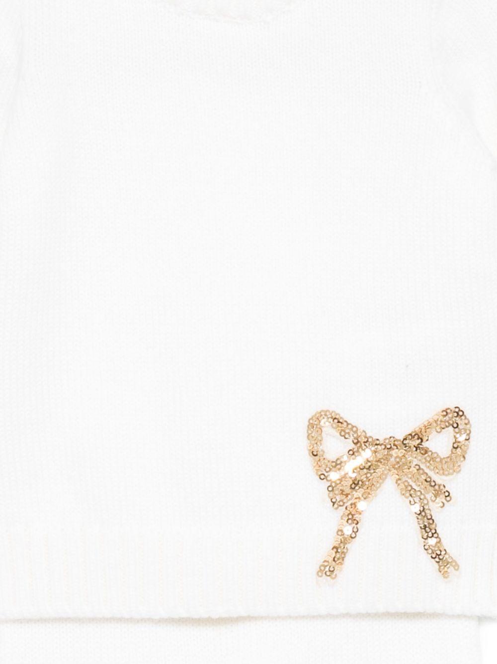 Set maglione e pantaloni per neonata Gensami Kids bianco con decorazione con paillettes GPT-FIOC-WE OFF WHITE GENSAMI 