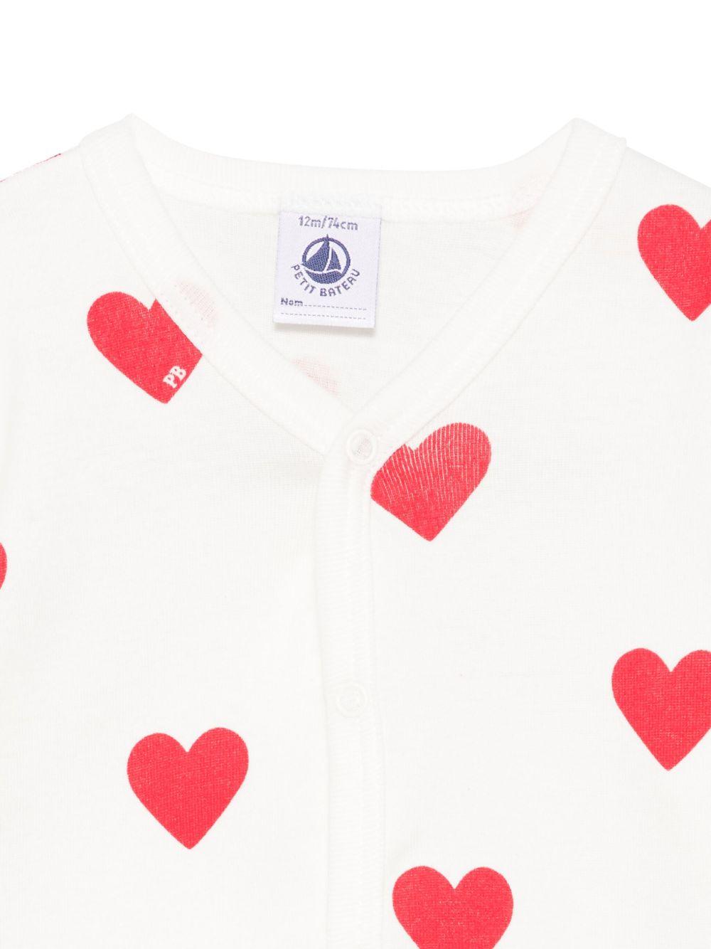Tutina per neonata Petit Bateau bianca con stampa a cuore all-over A09HG 01 PETIT BATEAU 