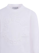Felpa per bambina Stella McCartney Kids bianca con logo goffrato sul davanti TV4P30 Z0453 101 STELLA McCARTNEY KIDS 