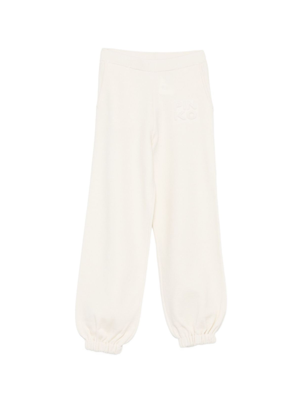 Pantaloni per bambina Pinko Kids bianchi con logo in rilievo KFPA036CFL084 B000 PINKO KIDS 