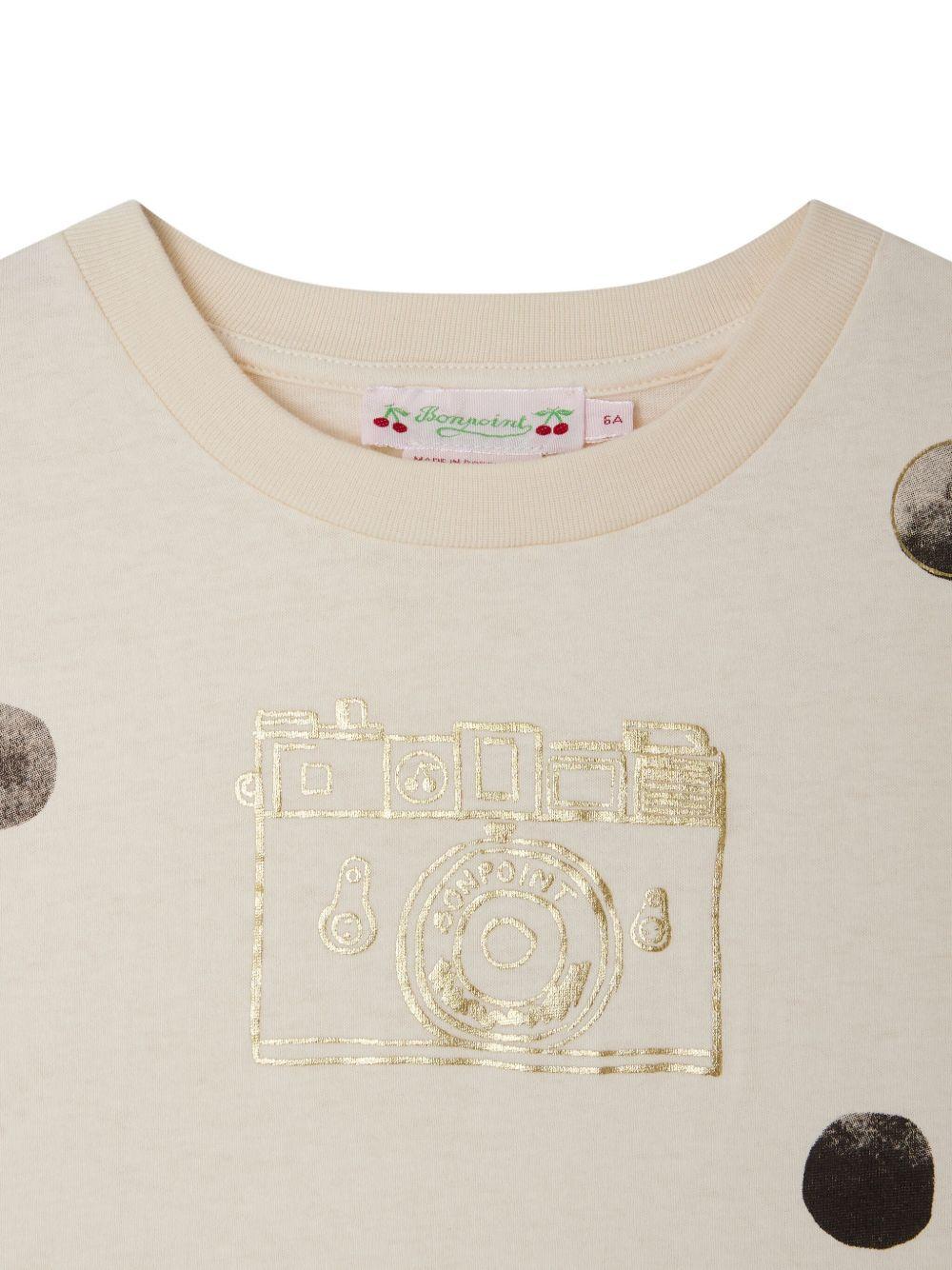 T-shirt per bambina Bonpoint Thida beige con stampa sul davanti P05GTSK00001 104 BONPOINT 