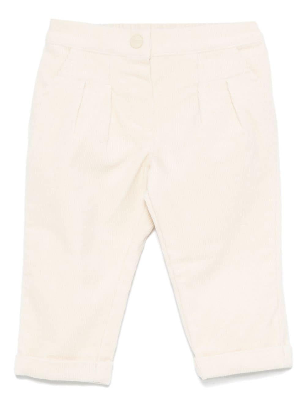 Pantaloni per neonato Moschino Kids beige chiaro a coste con logo sul retro MDP038LVA05 20404 MOSCHINO KIDS 