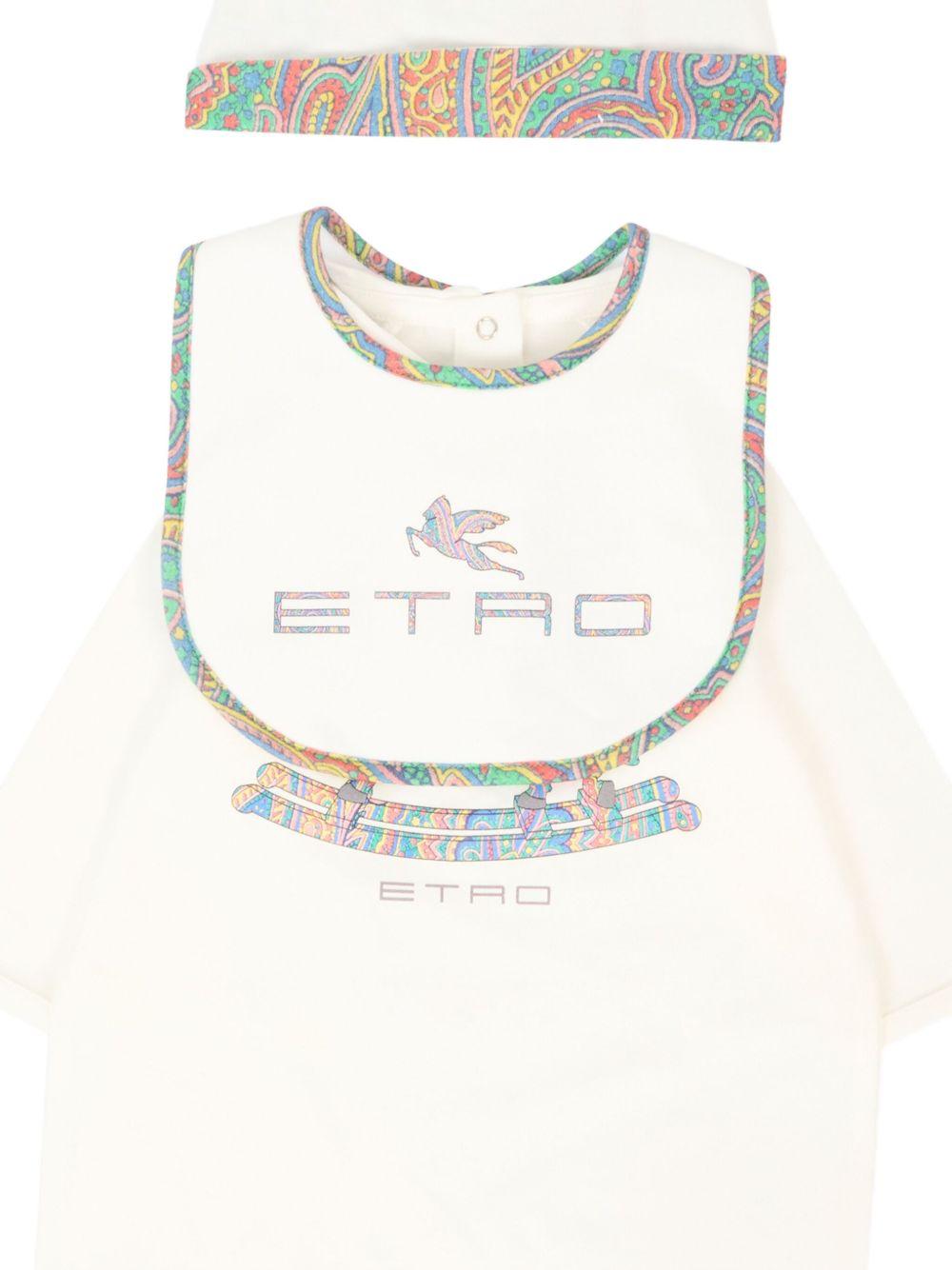 Tutina per neonati ETRO Kids bianca con motivo Pegaso GXB560 Z3186 101MC ETRO KIDS 