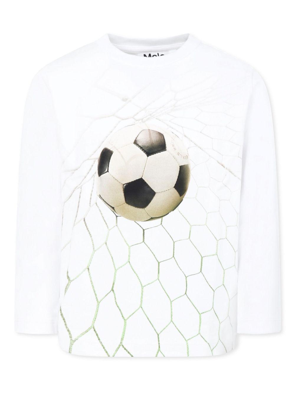 Felpa con motivo football per bambino Molo bianco con girocollo 1S25A408 3947 MOLO 