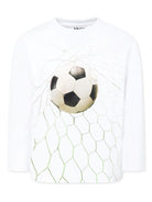Felpa con motivo football per bambino Molo bianco con girocollo 1S25A408 3947 MOLO 