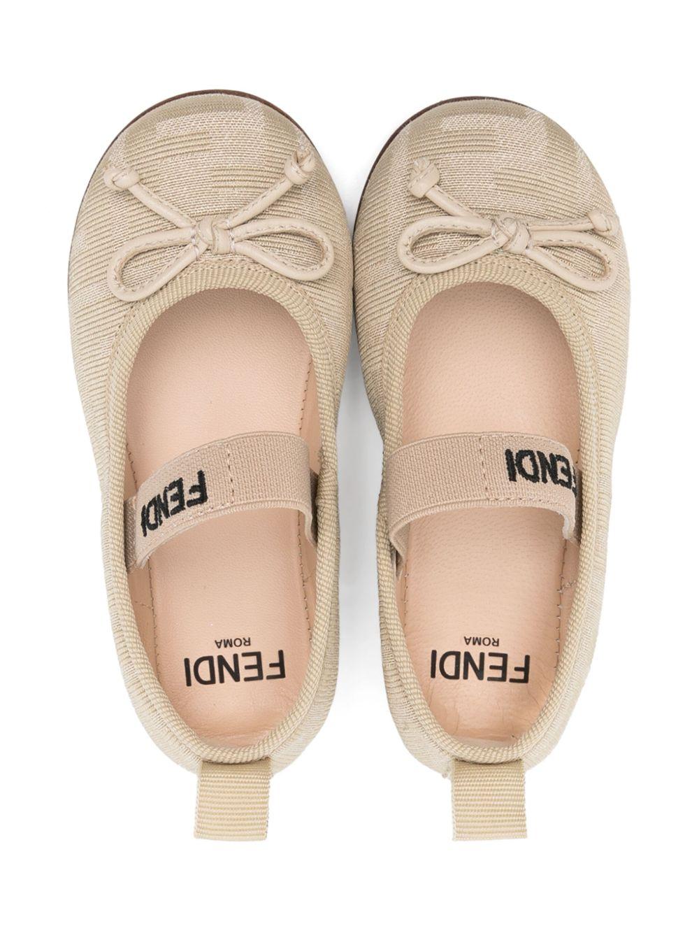 Ballerina per bambina Fendi Kids beige con monogramma FF all-over JFR377 AOTC F1R7I FENDI KIDS 