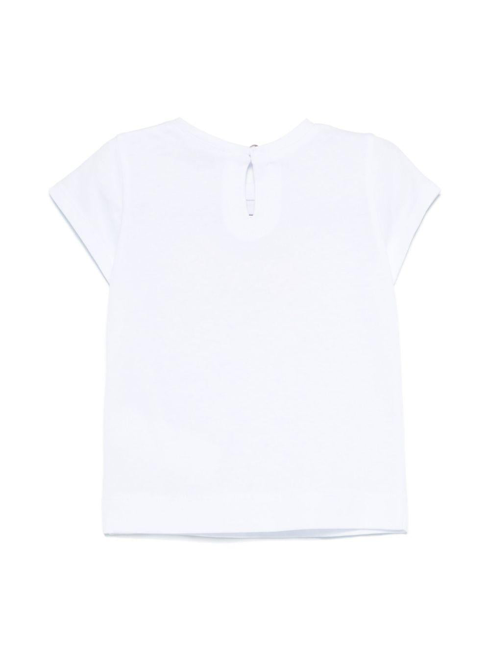 T-shirt per neonata Monnalisa bianco con stampa fiocco sul davanti 39E617 5011 0099 MONNALISA 