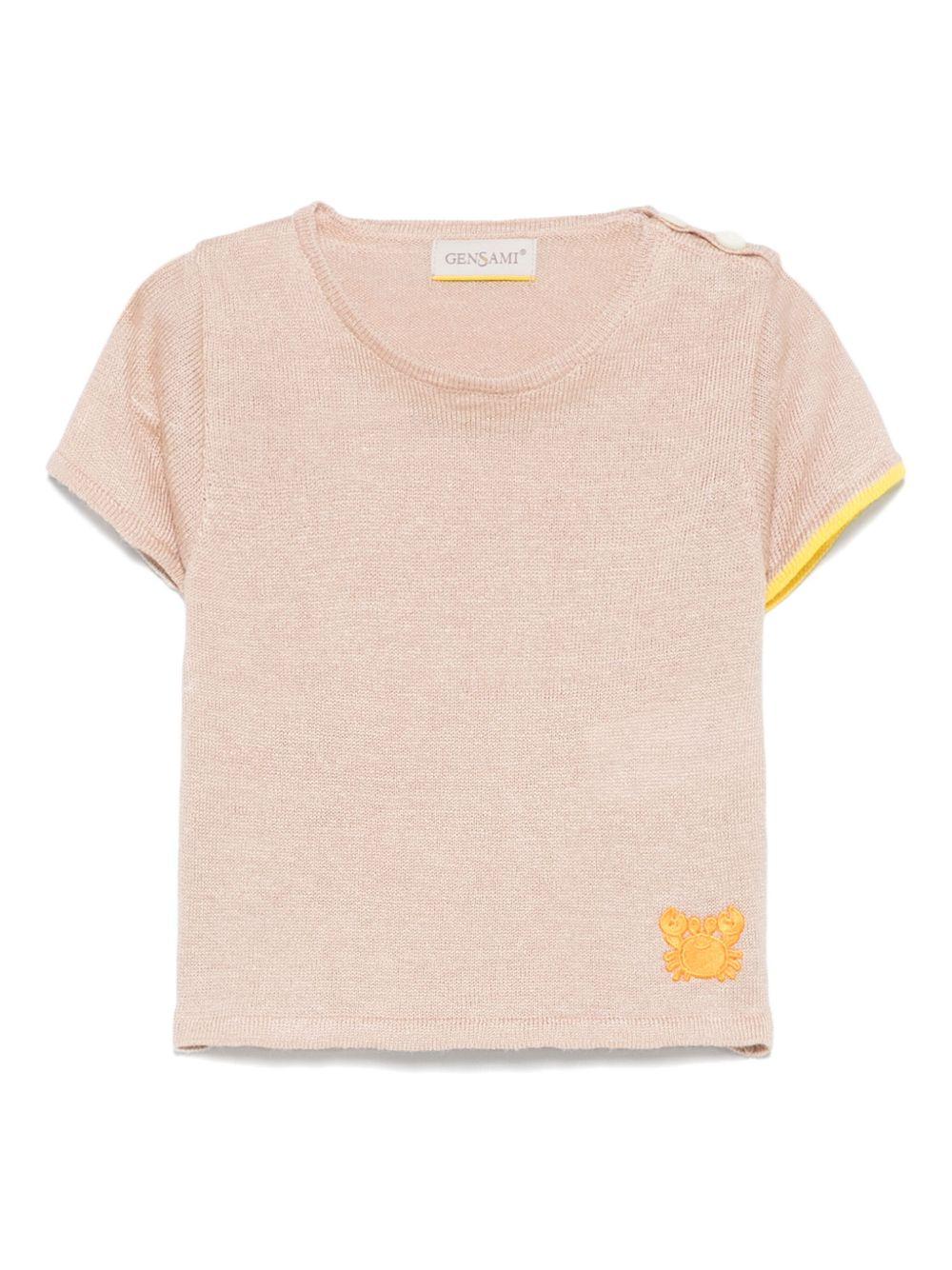 T-shirt per neonata Gensami kids marrone chiaro in maglia GIR01-B-SOFT GOLD BEIGE GENSAMI 