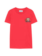 T-shirt per bambini Moschino Kids rossa con ricamo Teddy Bear HTM058LAA24 50109 MOSCHINO KIDS 