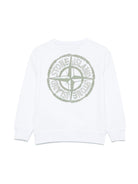 Felpa per bambino Stone Island Junior bianco girocollo con stampa con logo K1S166100018S0131 V0001 STONE ISLAND JUNIOR 