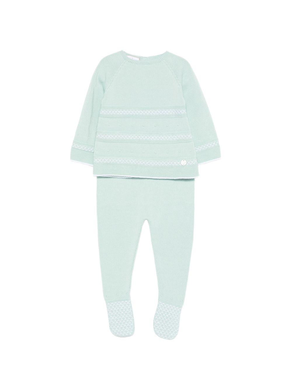 Set maglia con pantaloni per neonata Paz Rodriguez acquamarina con finitura in pizzo 103-123465 1301 PaZ RODRIGUEZ 