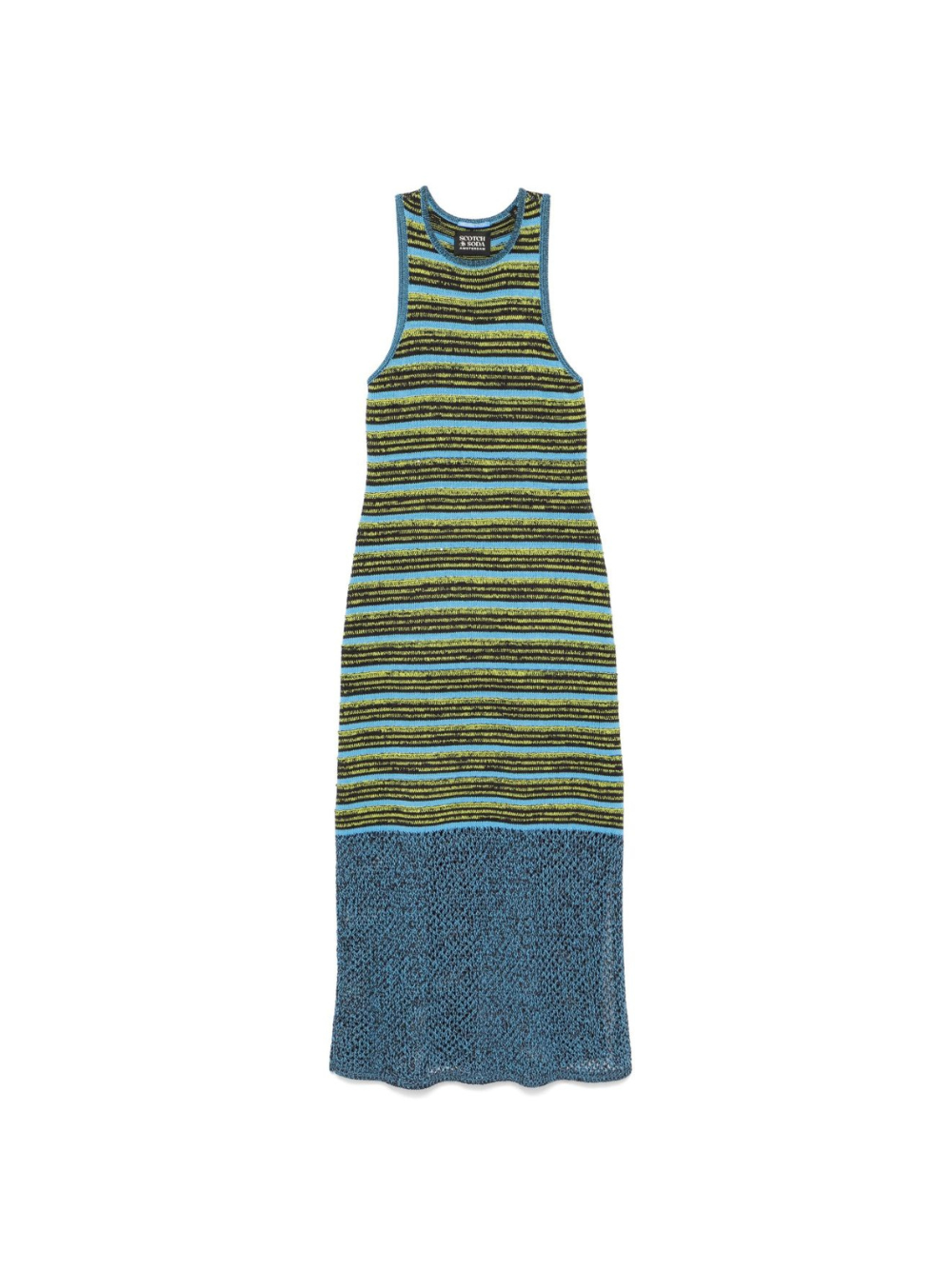 Abito midi per donna Scotch & Soda blu in maglia con motivo a righe orizzontali UFU00608T 013 SCOTCH DONNA 