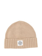 Berretto per bambino Stone Island Junior beige con toppa con logo K2S16N100005S01A2 V0095 STONE ISLAND JUNIOR 