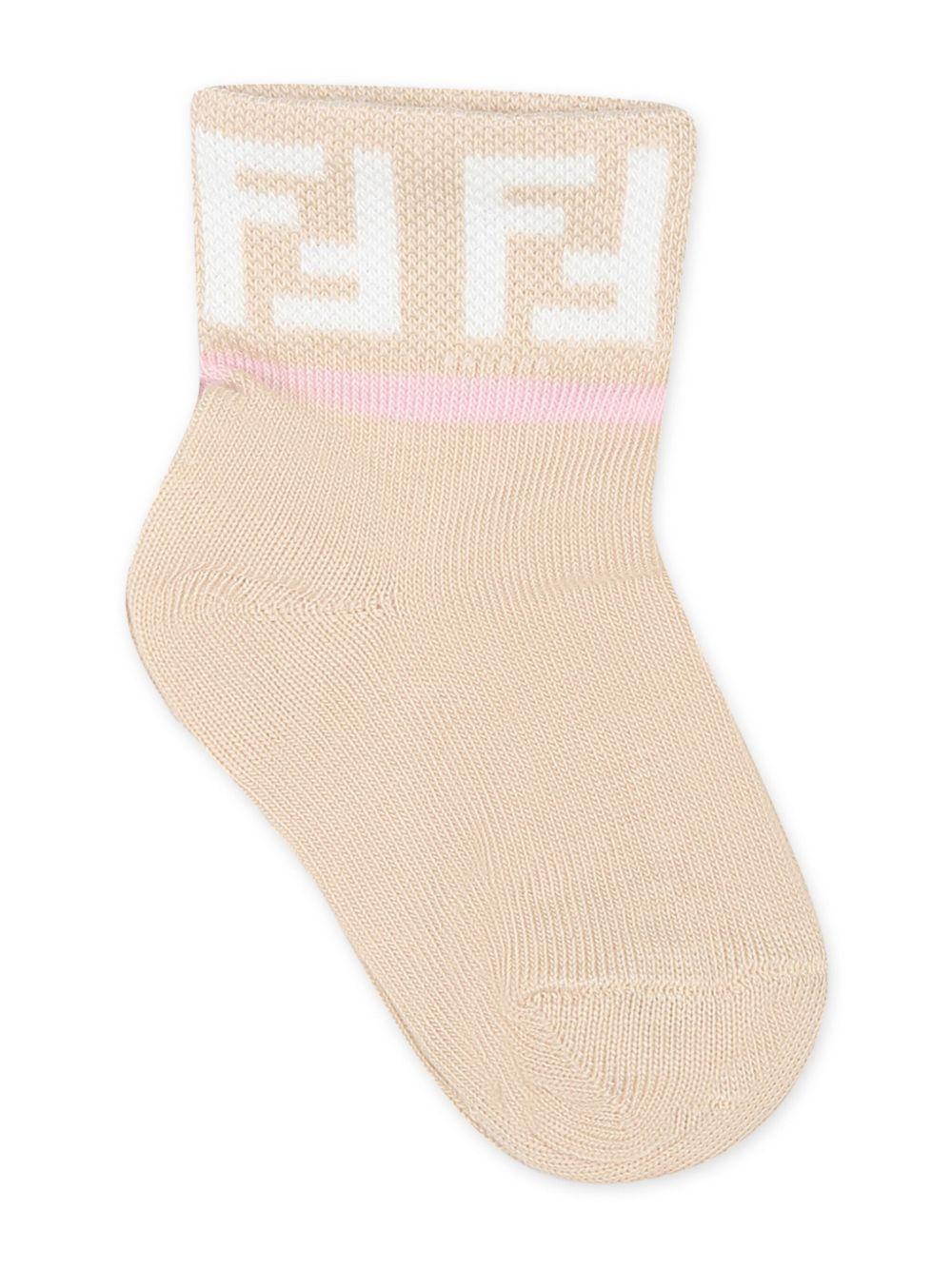 Calzini per neonata Fendi Kids multicolore con logo ricamato (5 paia) BFN038 ASQV F1PMK FENDI KIDS 