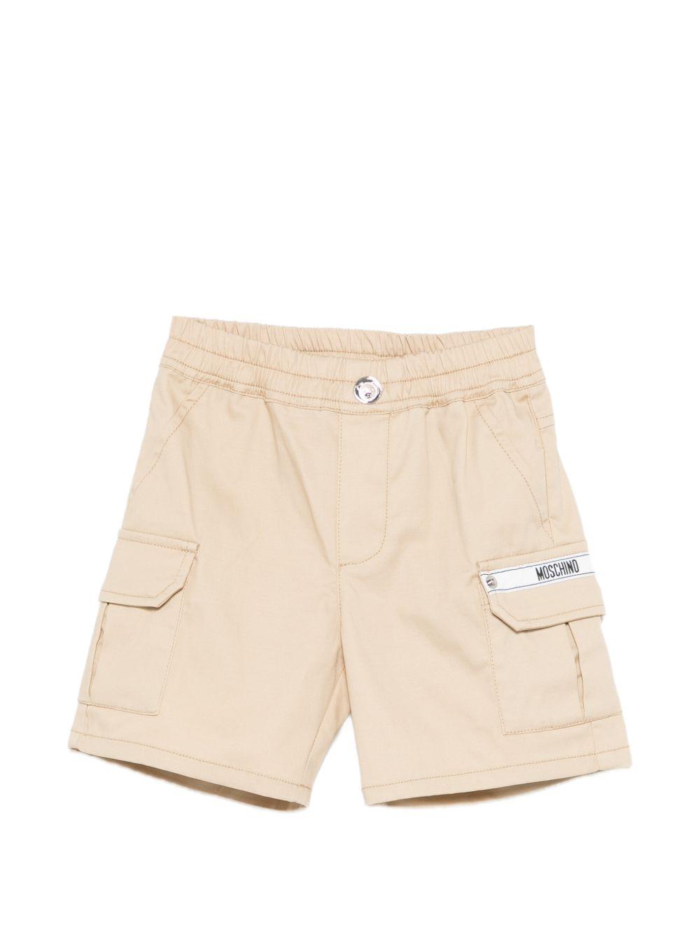 Shorts per neonato Moschino Kids beige con tasche MUQ01QLYA02 20829 MOSCHINO KIDS 