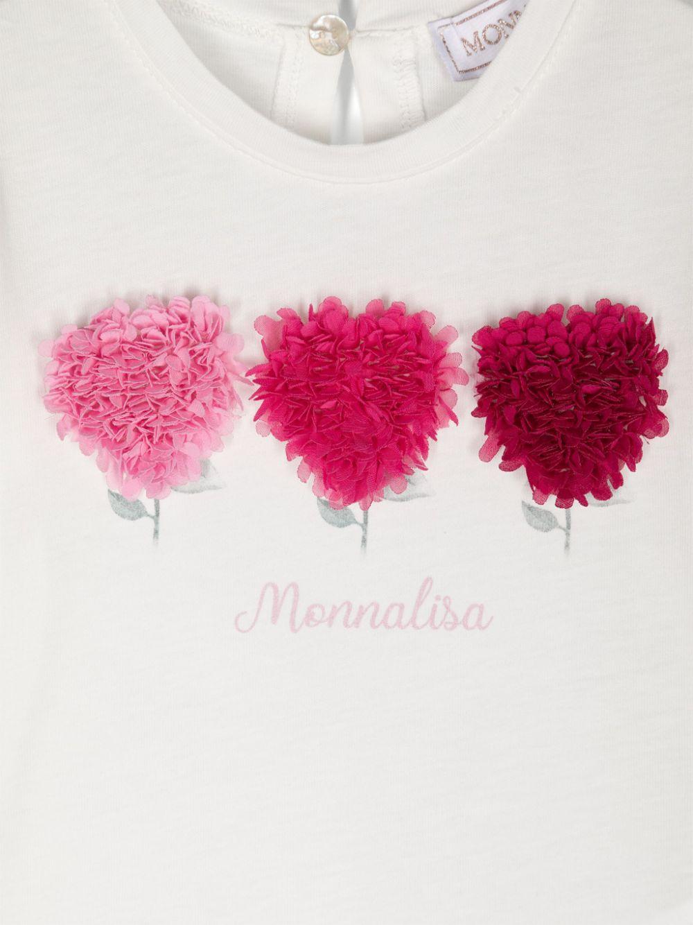 T-shirt con applicazione per neonata Monnalisa bianca con scollo rotondo 39D601 4003 0001 MONNALISA 