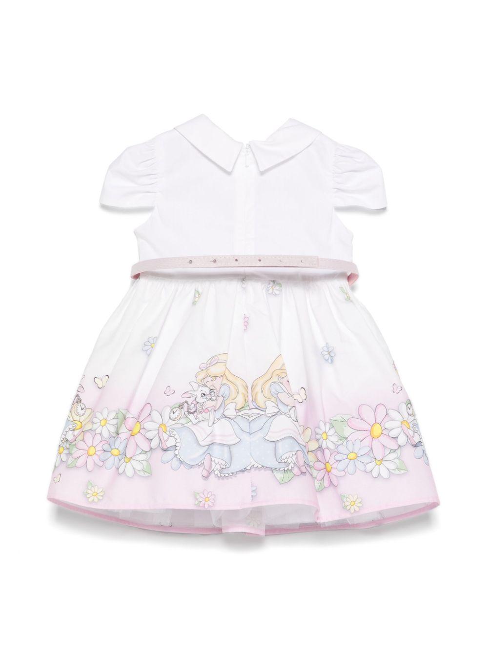 Abito in cotone x Disney per neonato Monnalisa bianco con colletto classico 31E907 5660 9990 MONNALISA 