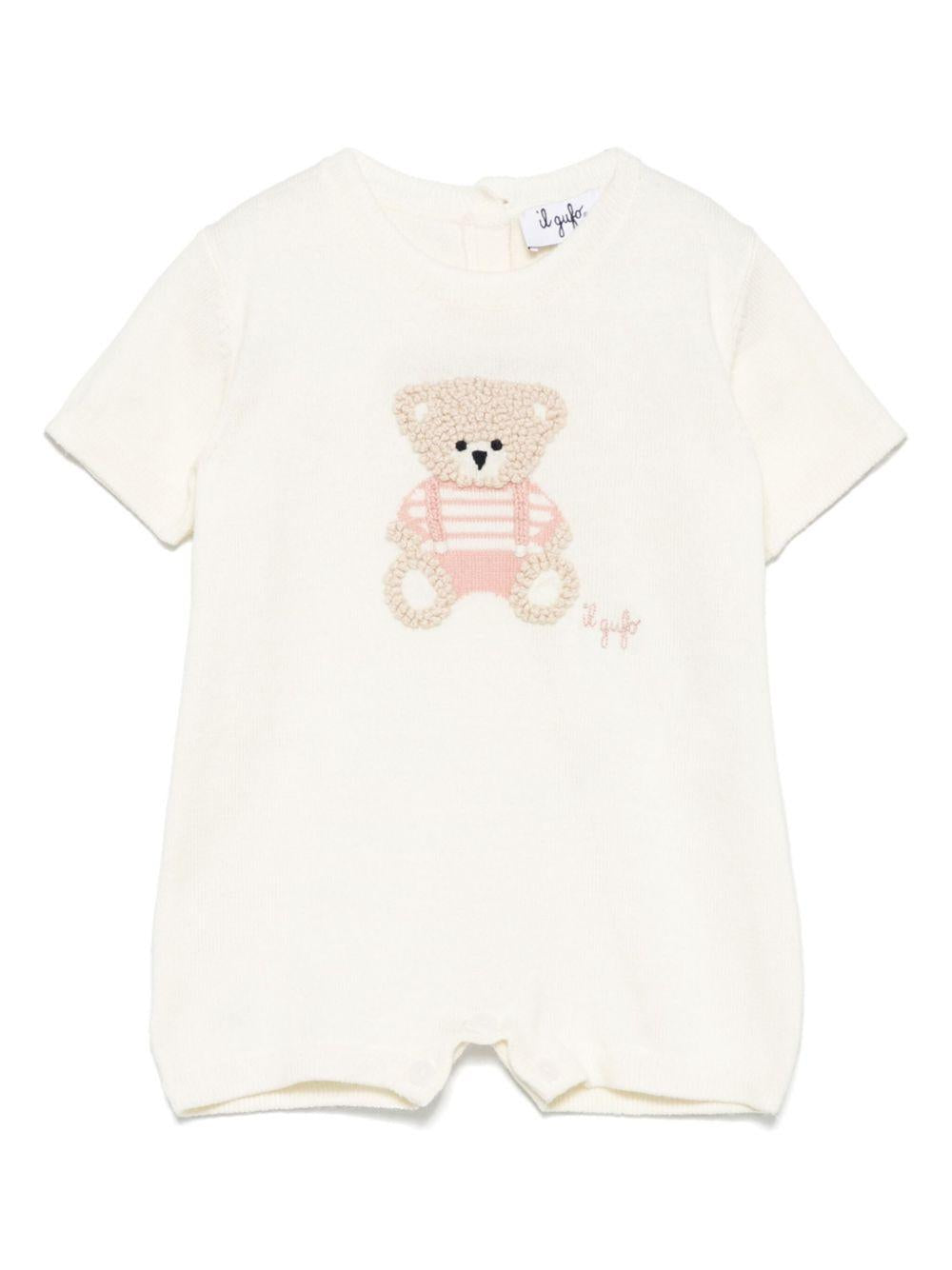 Body per neonata Il Gufo beige con ricamo Bear P25TO272EM109 1032 IL GUFO 
