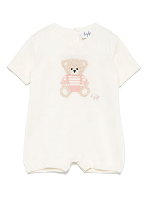 Beige Il Gufo baby girl bodysuit with Bear embroidery