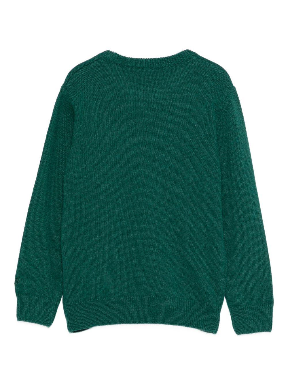 Maglione Douglas per bambino MC2 Saint Barth verde con scritta jacquard "My dad is too cool" DOU0001 01606I MC2 ST. BARTH KIDS 