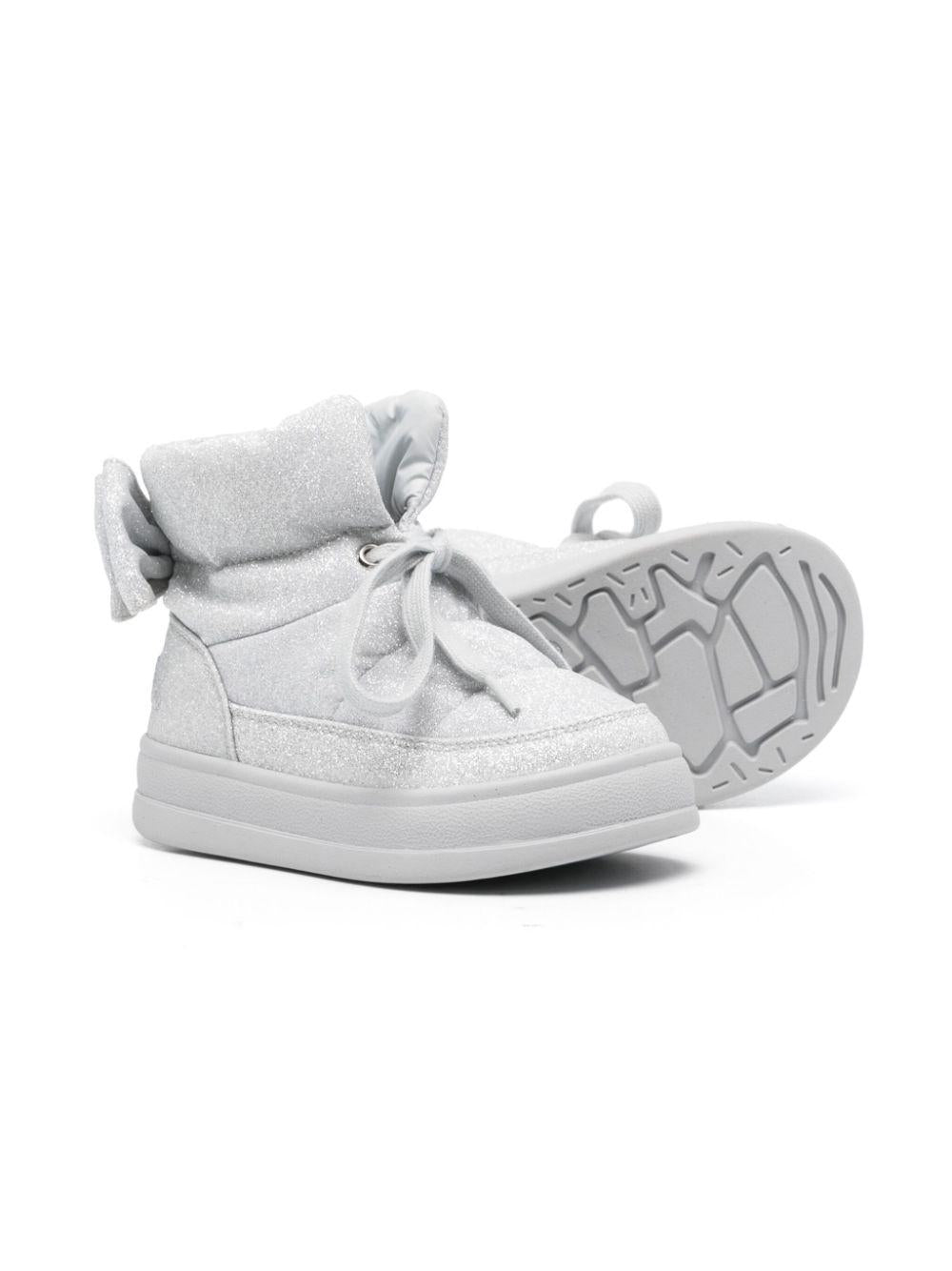Stivali per bambina Monnalisa argento con design imbottito con glitter 8CD012 4F07 0075 MONNALISA 