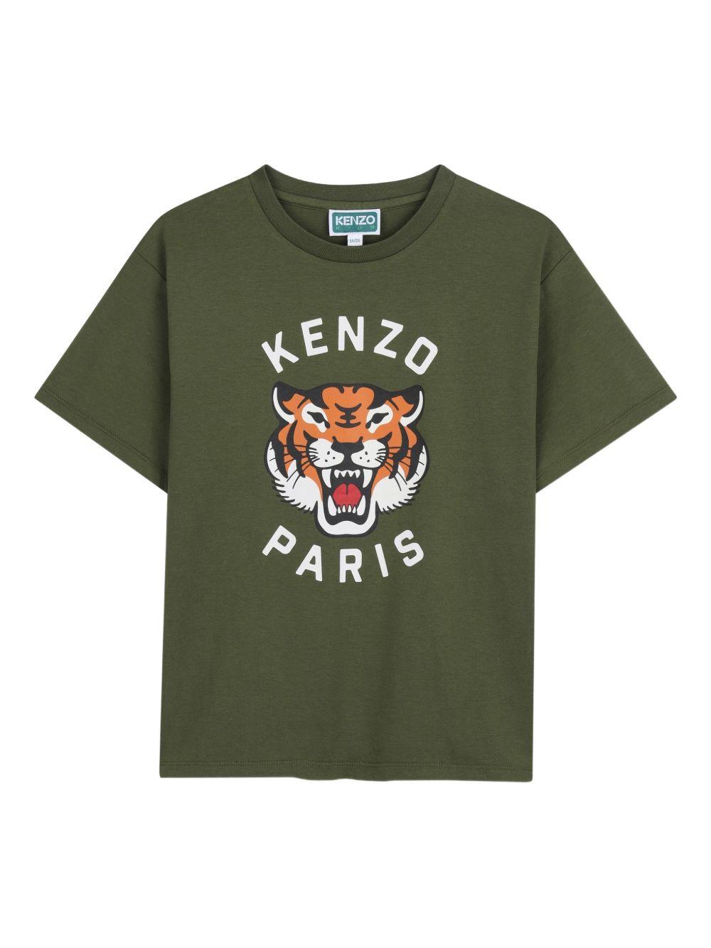 T-shirt per bambino Kenzo Kids verde con stampa tigre K61676 64B KENZO KIDS 