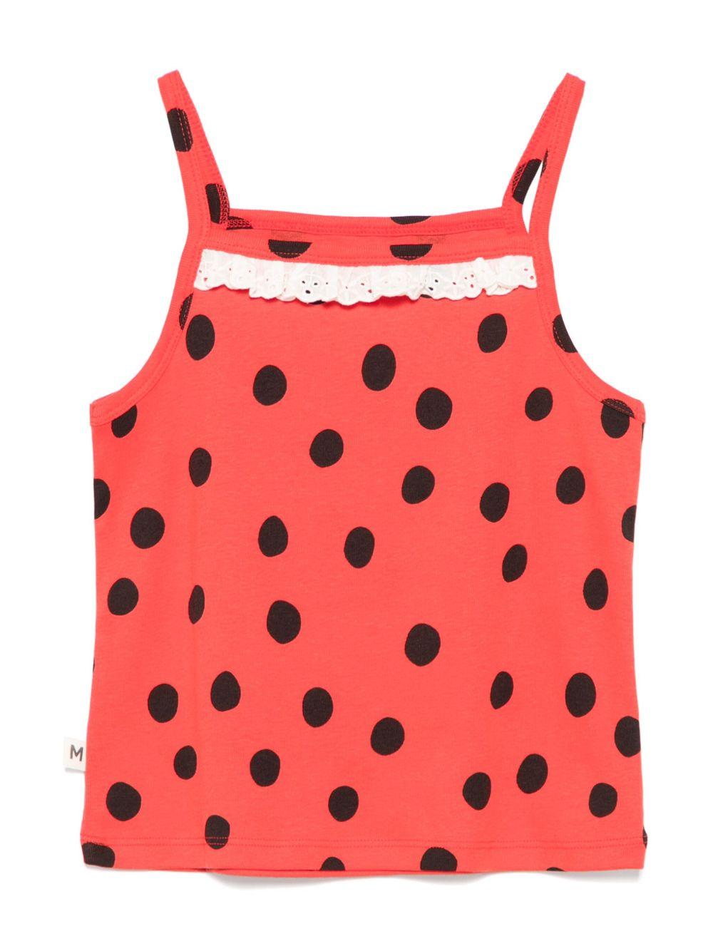 Top per bambina Mini Rodini rosso con dettagli in pizzo 2522010342 RED MINI RODINI 