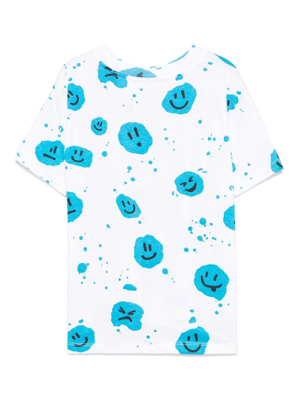 T-shirt per bambino Molo bianco Riley con stampa smiley e targhetta con logo 6S25A209 9321 MOLO 