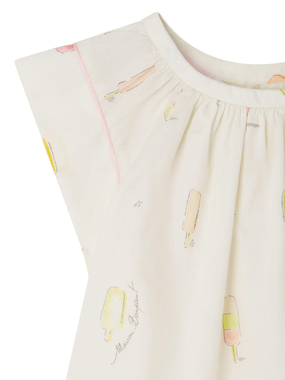 Blusa Alisia per neonata Bonpoint bianco con stampa grafica all-over S05XBLW00016 604 BONPOINT 
