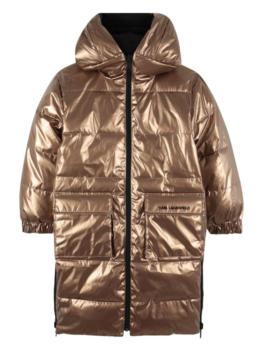Piumino reversibile per bambina Karl Lagerfeld Kids nero con cappuccrio e spacchi laterali Z30603 M22 KARL LAGERFELD KIDS 