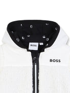 Tutina per neonato Boss Kids bianca con zip a contrasto J52488 117 BOSS KIDS 