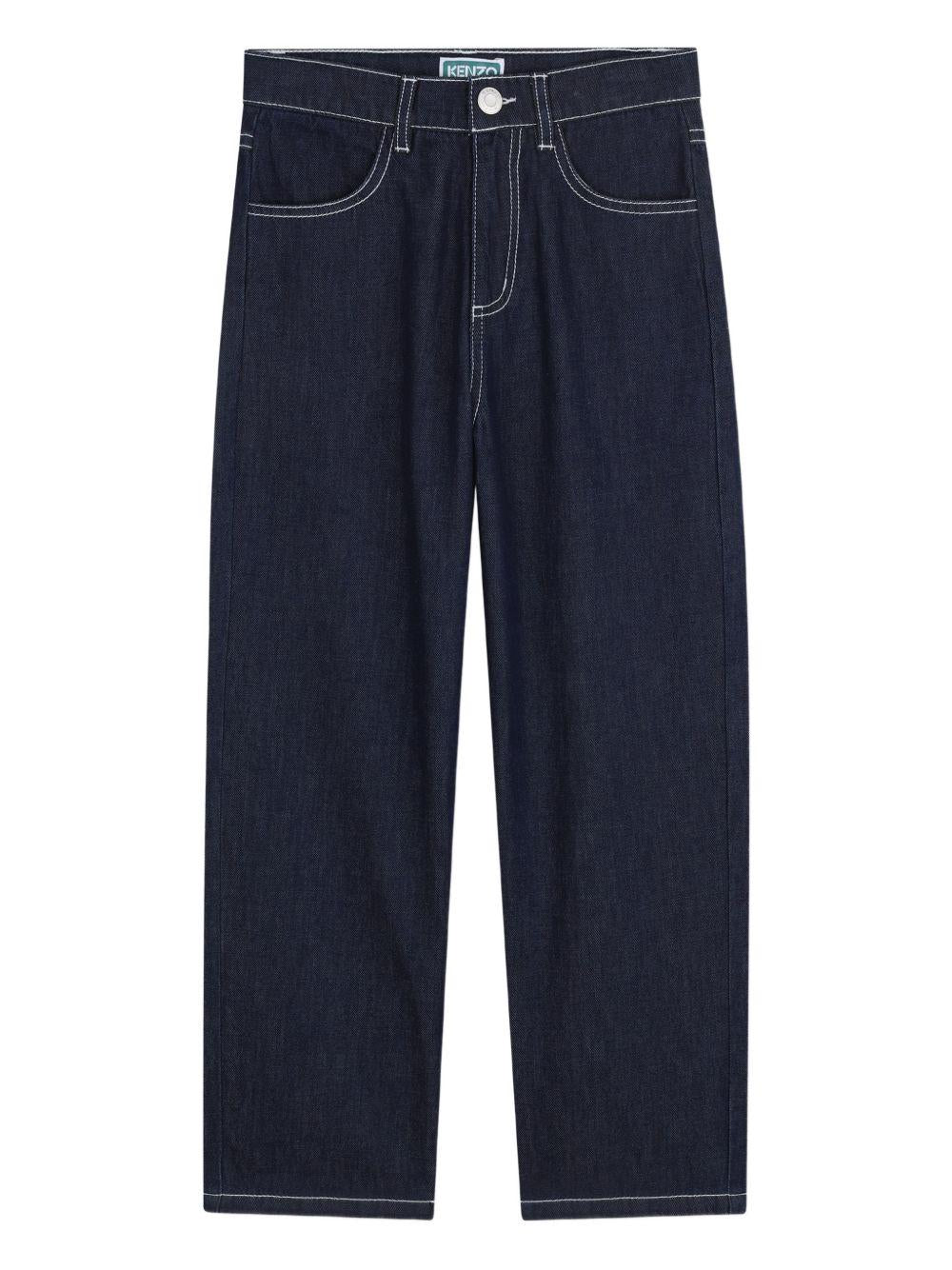 Pantaloni per bambino Kenzo Kids blu con cuciture a contrasto K61634 Z35 KENZO KIDS 