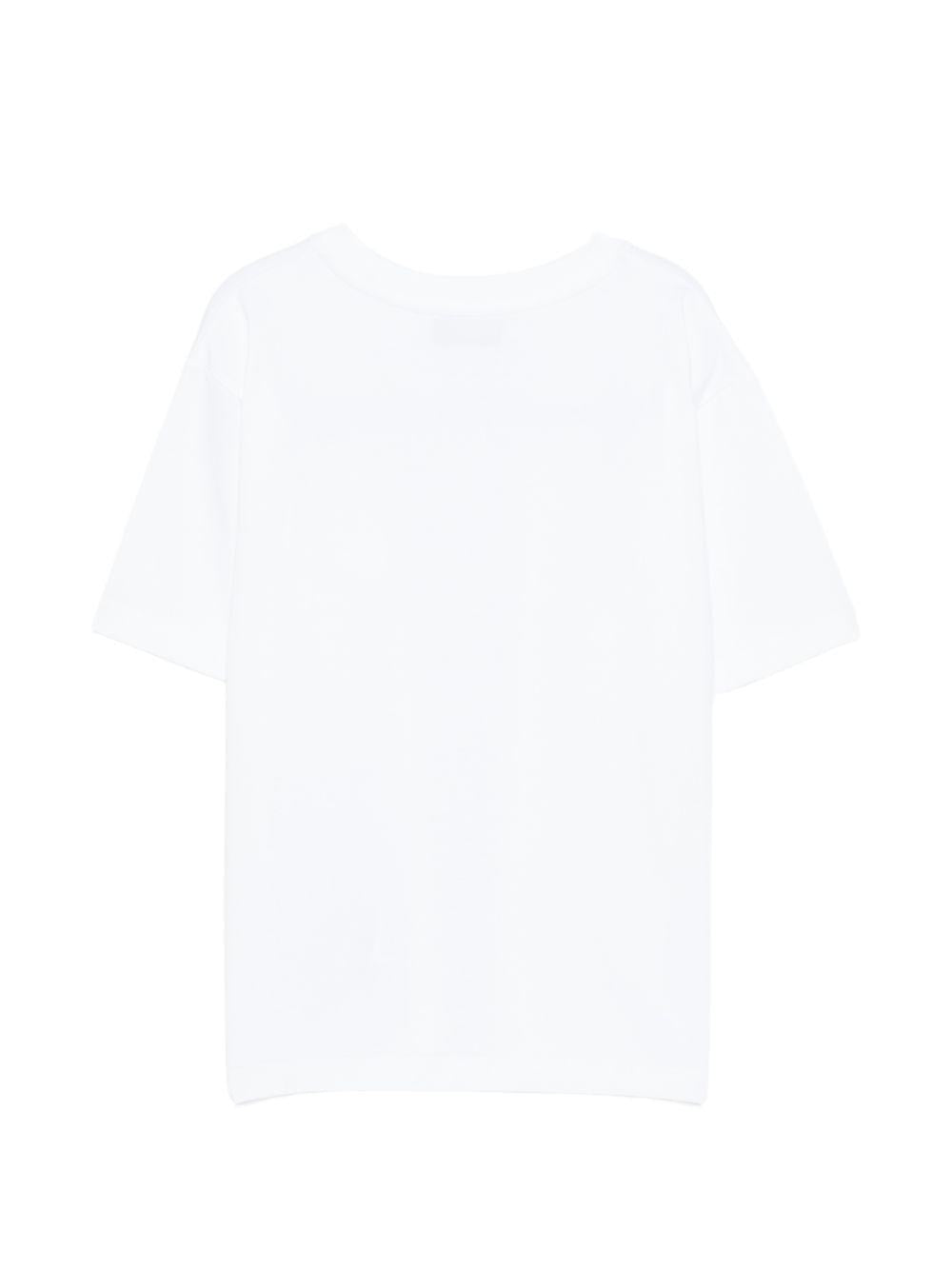 T-shirt per bambina Moschino Kids bianca con stampa Teddy sul davanti HDM076LBA00 10101 MOSCHINO KIDS 