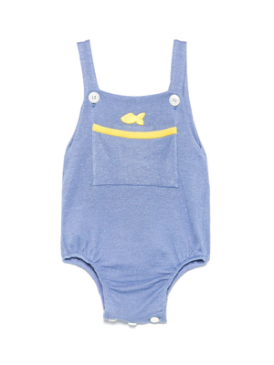Body per neonato Gensami Kids blu con cinturini con bottone e tasca frontale applicata
