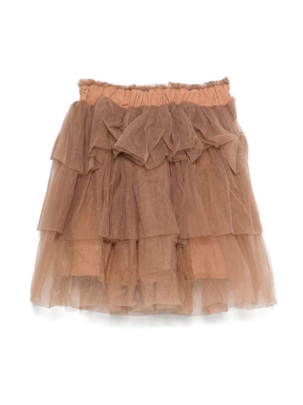 Gonna Mirre per bambina Donsje marrone con rete in tulle 4087700 00014 DONSJE 