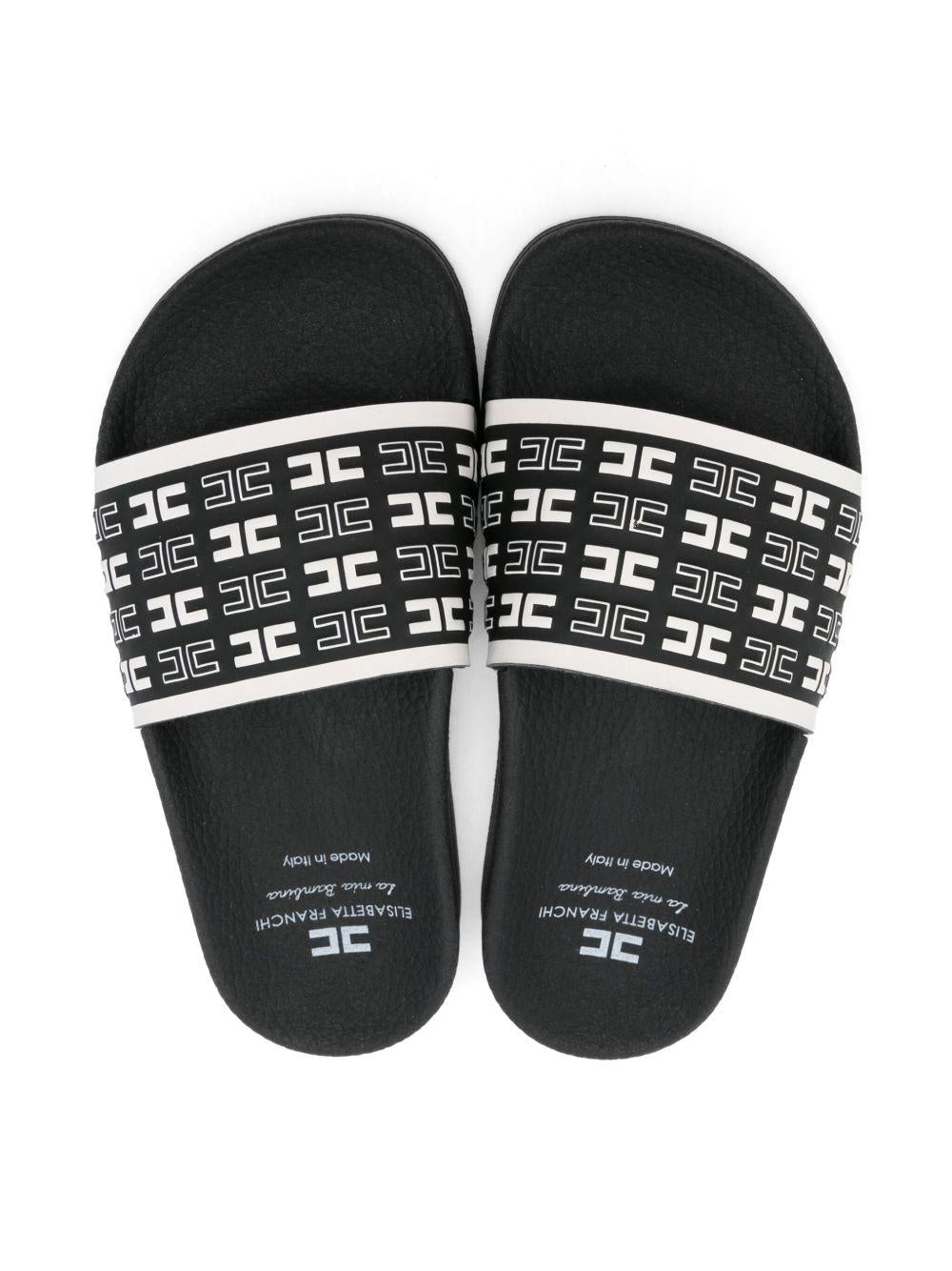 Infradito per bambina Elisabetta Franchi La Mia Bambina nero con monogramma - Rubino Kids