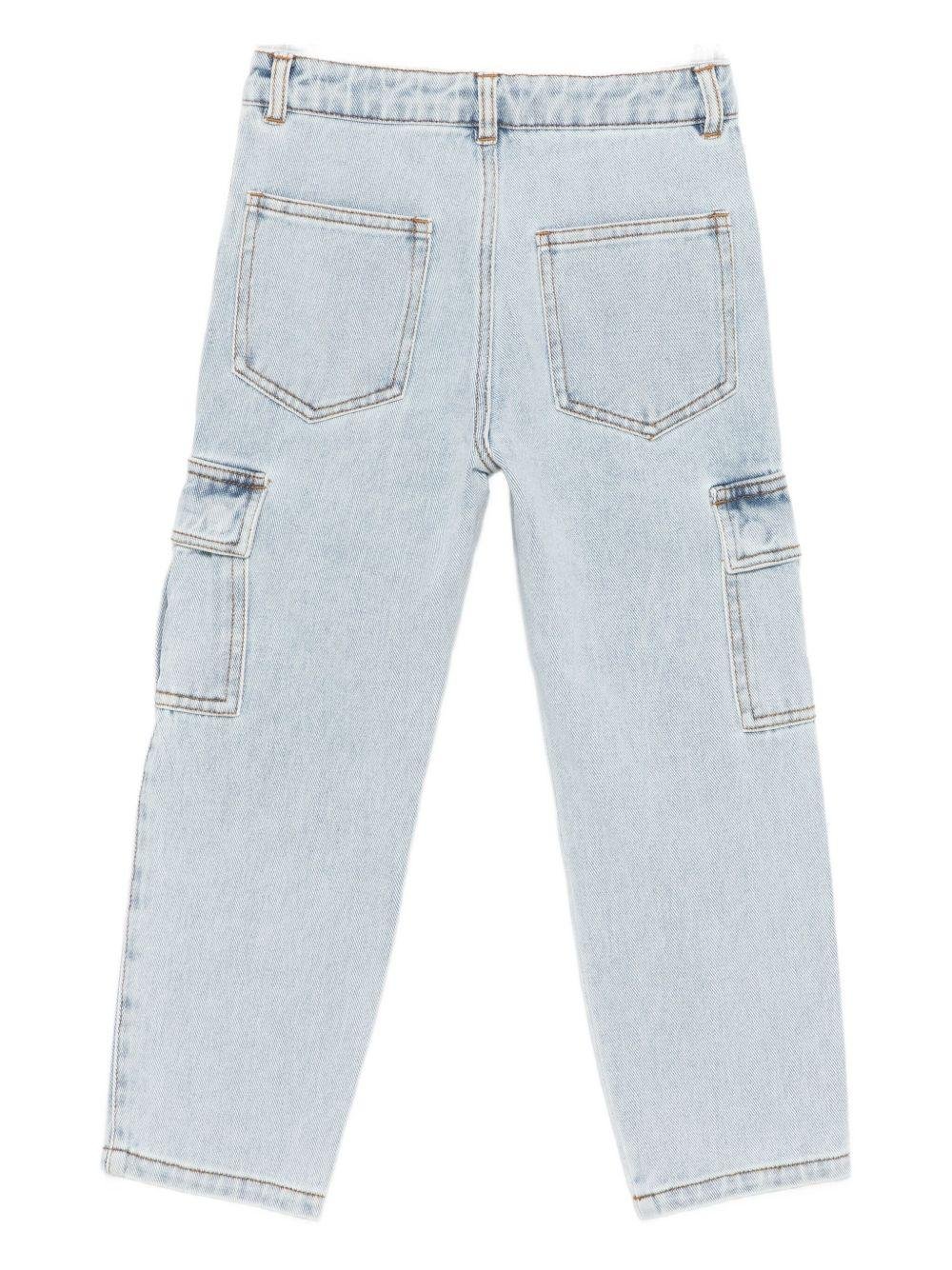 Jeans cargo per bambino Moschino Kids in denim ricamati - Rubino Kids